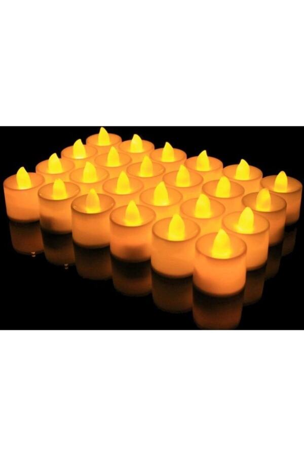 5 Adet Sevgililer Günü Tealight Pilli Mum Sarı Işık Yanan