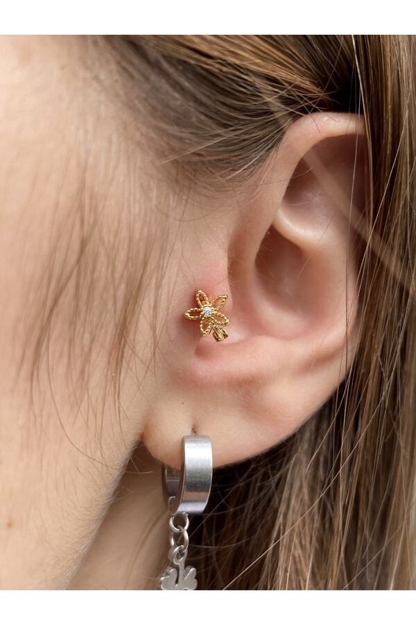 Zirkon Taşlı Tragus Rook Lobe Helix Kıkırdak Uyumlu Mini Halka Piercing Küpe