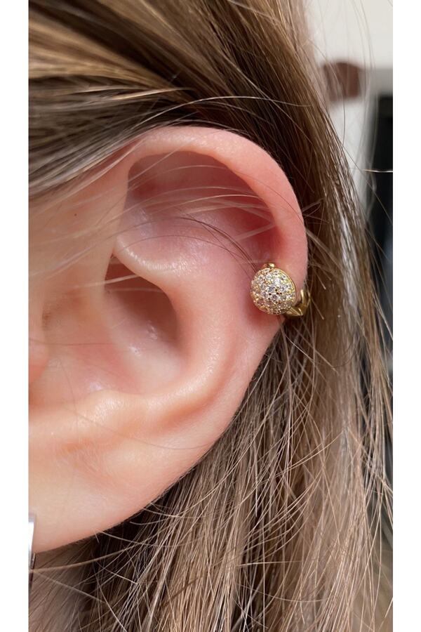 Zirkon Taşlı Lobe Helix Kıkırdak Uyumlu Halka Piercing Küpe