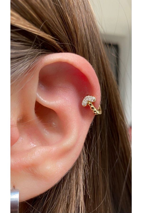 Cerrahi Çelik Zirkon Taşlı Tragus Rook Forward Lobe Helix Kıkırdak Uyumlu Halka Piercing Küpe