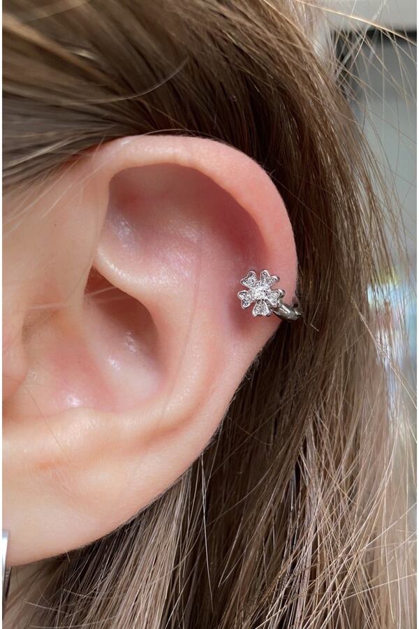 Cerrahi Çelik Zirkon Taşlı Tragus Rook Forward Lobe Helix Kıkırdak Uyumlu Halka Piercing Küpe