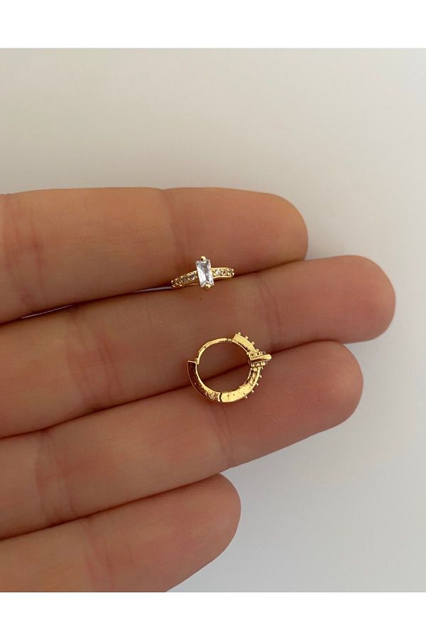 Cerrahi Çelik Zirkon Taşlı Tragus Rook Forward Lobe Helix Kıkırdak Uyumlu Halka Piercing Küpe