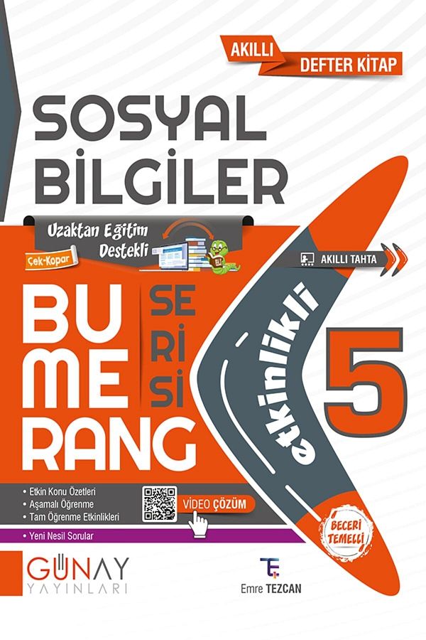 Günay Yayınları 5. Sınıf Sosyal Bilgiler Bumerang Etkinlikli Defter