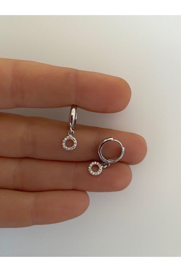 Zirkon Taşlı Tragus Helix Rook Lobe Uyumlu Sallantılı Halka Piercing