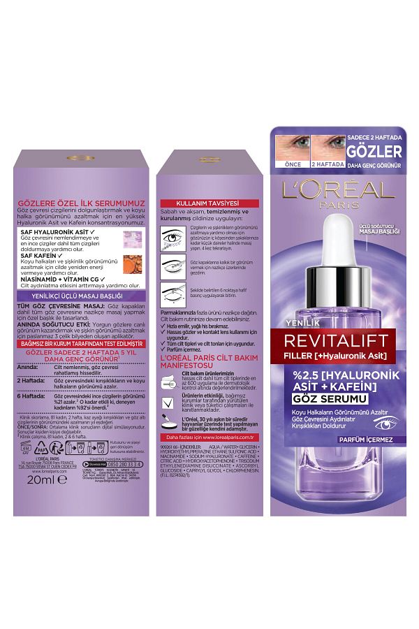 Revitalift Filler Göz Çevresini Aydınlatıcı, Koyu Halka Görünümünü Azaltan Göz Serumu 20ml_1