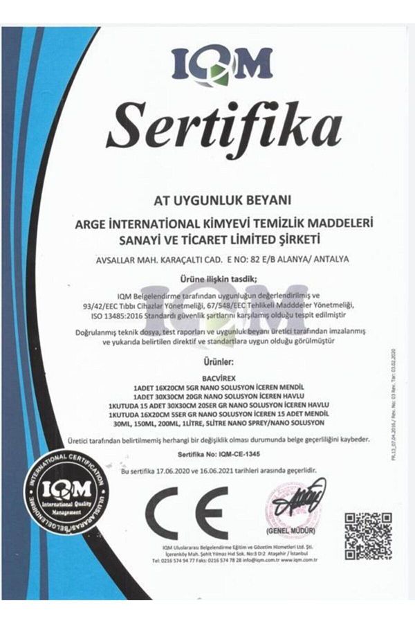 Bacvirex Nano Kolodial Gümüş Hijyen Havlusu (30x30 Cm - Kutu 15 Adet)_2