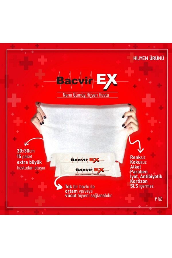 Bacvirex Nano Kolodial Gümüş Hijyen Havlusu (30x30 Cm - Kutu 15 Adet)_4