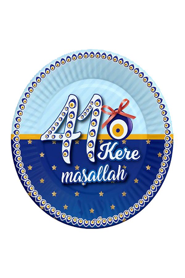 8'li Sünnet Maşallah Karton Tabak 41 Kere Maşallah Sünnet Töreni Parti Tabağı