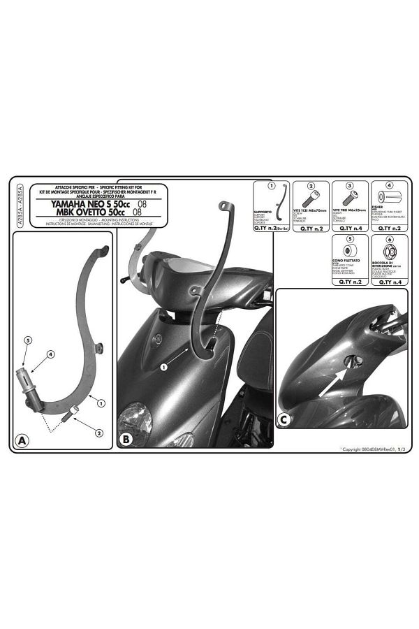 Gıvı A285a Yamaha Neos 50 (08-21) Rüzgar Siperlik Bağlantısı