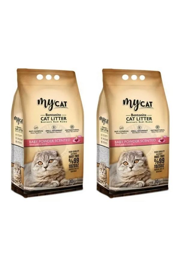 Mycat Bebek Pudralı Topaklaşan Bentonit Kedi Kumu 5 Lt X 2 Adet