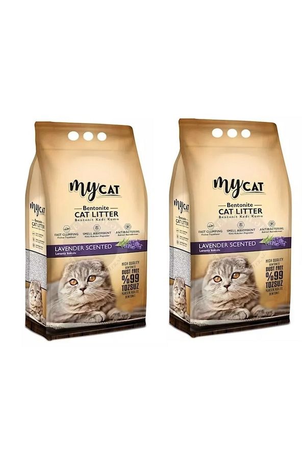 Mycat Lavanta Kokulu Ince Tane Topaklaşan Kedi Kumu 10 Lt X 2 Adet