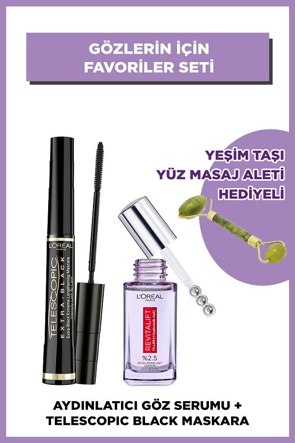 Revitalift Filler Aydınlatıcı Göz Serumu 20ml & Telescopic Carbon Black Maskara - Siyah & Roller Ali Özkan Tr