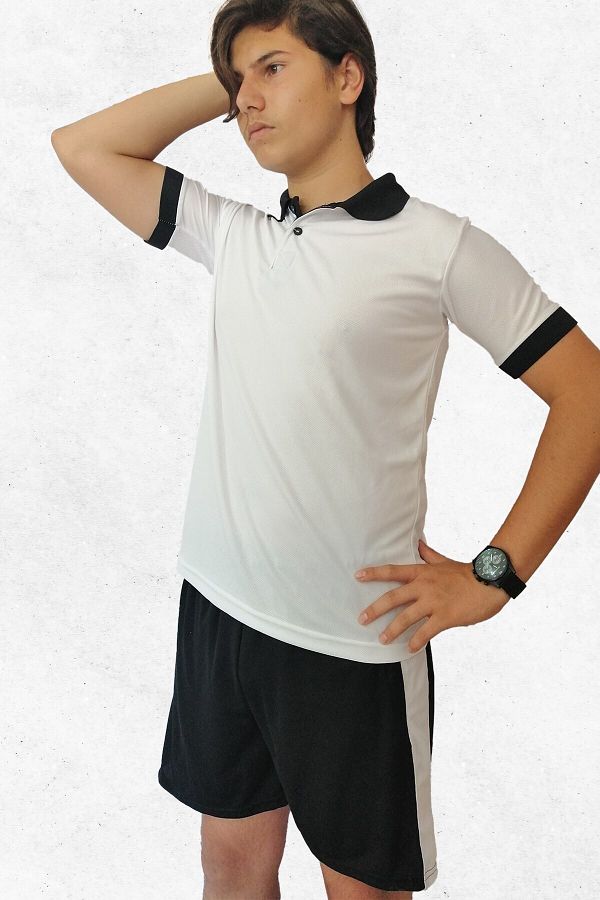 Siyah Polo Yaka Erkek Spor Tişört