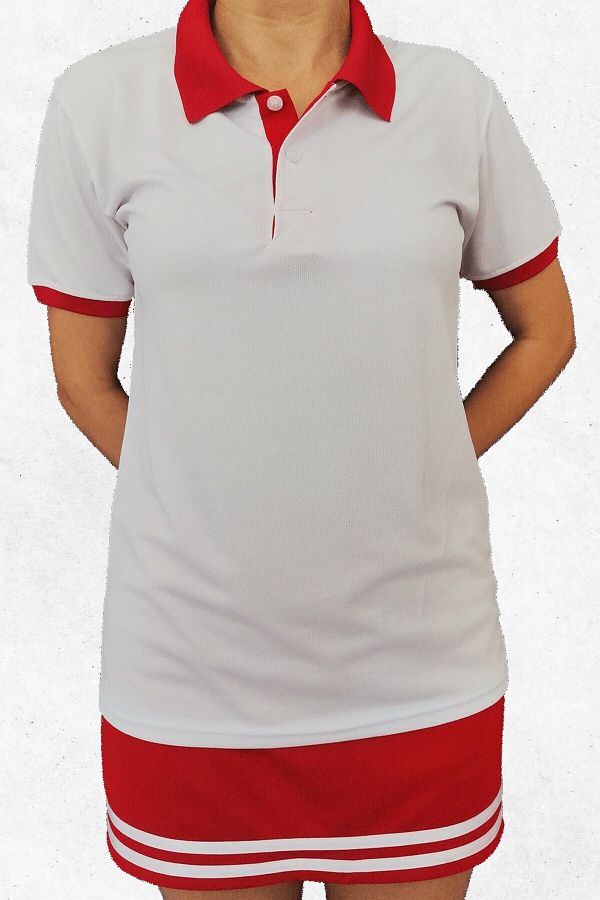 Kadın Kırmızı Polo Yaka Spor Tişört