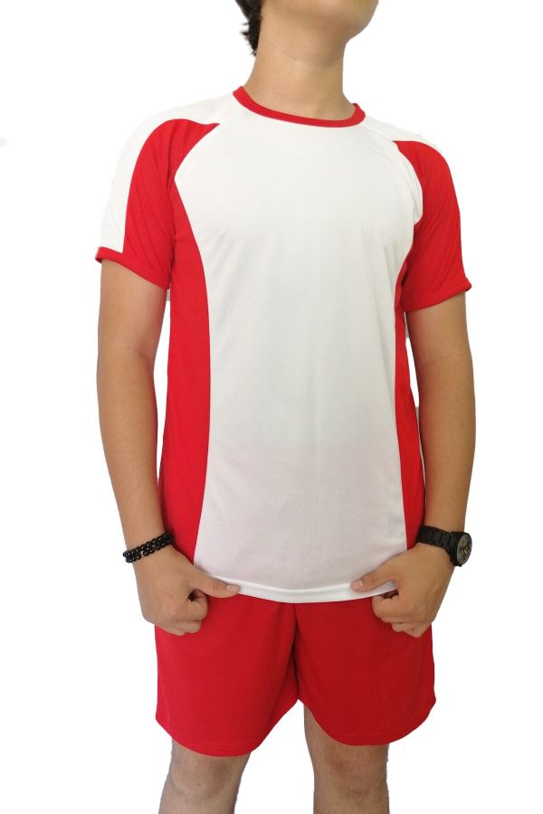 Erkek Kolları Kırmızı Modelli Spor Tshirt