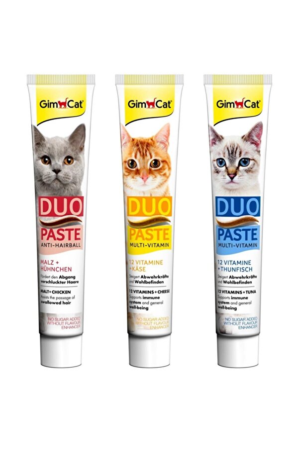 Gimcat Duo Anti Hairball 50gr - Multi Vitamin Ton Balıklı 50gr - Vitamin Peynirli 50 gr