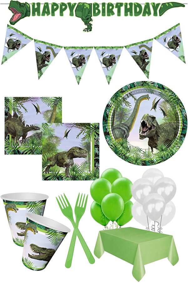 8 Kişilik Jurassic Doğum Günü Parti Seti, Dinozor Parti Temalı Süsleme Seti Parti Dolabı