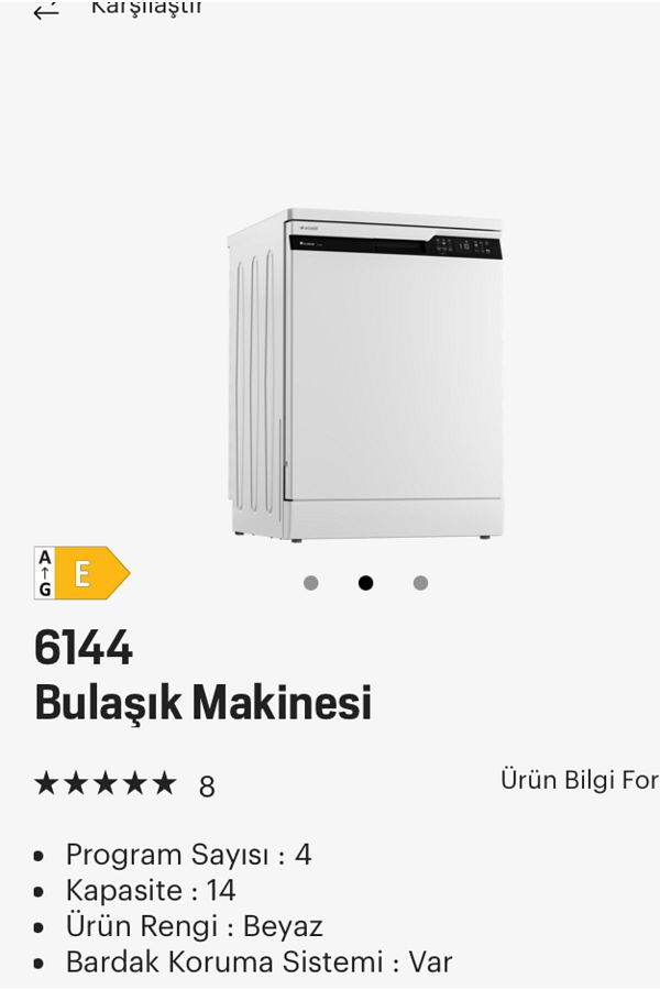 Arçelik 6144 Beyaz Bulaşık Makinesi - Görsel 2