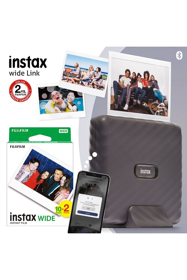 Fujifilm Instax Wide Link Gri Akıllı Telefon Yazıcısı Ve 20'li Film - Görsel 2