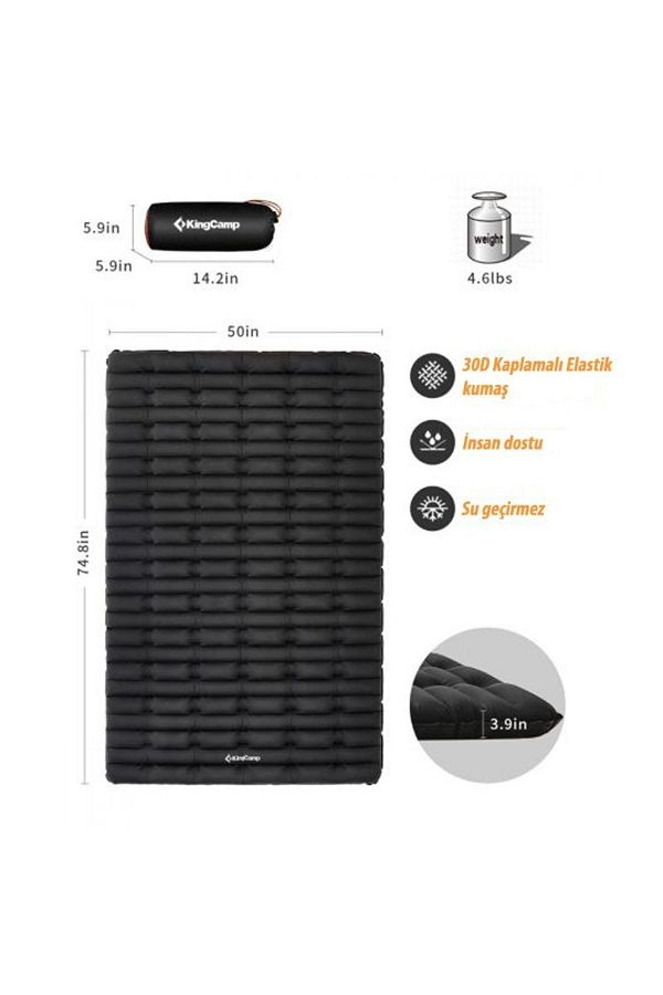 Kıngcamp Super Comfort Double Sıyah Sısme Yatak_3