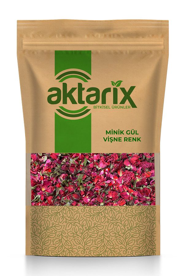 500 Gr Minik Gül Ve Yapraklı Vişne Renk Tomurcuk Gül Kurusu