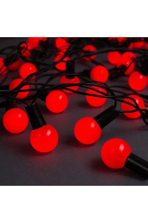 Dekor Led Işıkları 5mt Kırmızı Renk Fişli Dekorasyon Işık Top Led Kırmızı Led