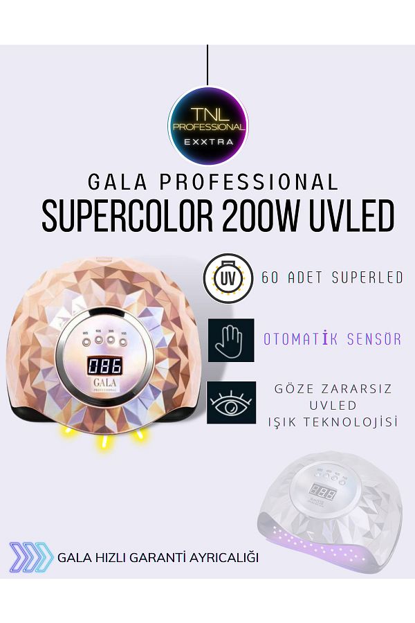 Tnl Exxtra tnl Gala Professional 200 Watt Protez Tırnak Kalıcı Oje Uv/led Kurutucu Altın TNL Türkiye