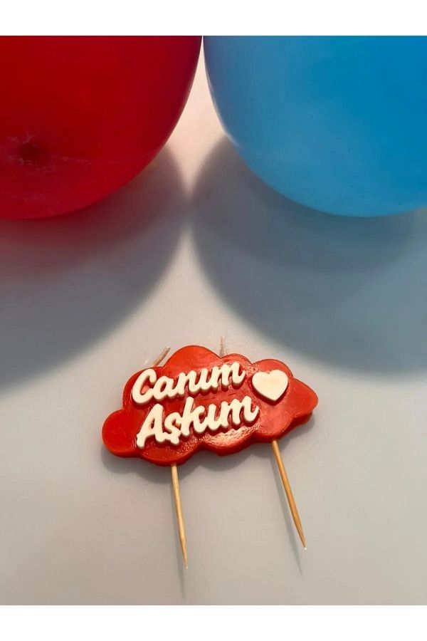 Canım Aşkım Yazılı Mum Canım Aşkım Pasta Mumu Kırmızı Aşk Pasta Mumu HappyLand