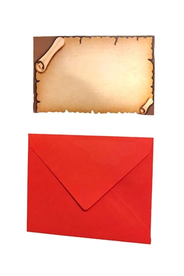 Sevgiliye Hediye Zarfı Mini Kırmızı Zarf Ve Desenli Kraft Not Kağıdı Sevgiliye Not Zarfı