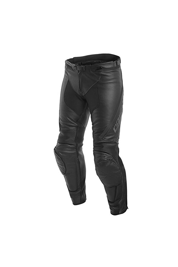 Unisex Siyah Deri Motorcu Pantolonu
