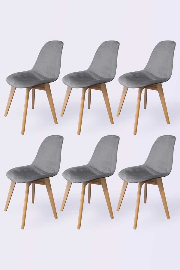 Dallas Ağaç Ayaklı, Gri Renk 6lı Sandalye Snd3037-6grı Woodesk
