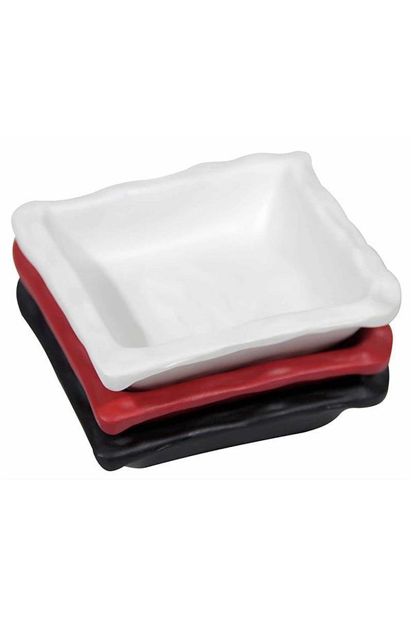 Melamin Minimal Kare Tabak Kırmızı 9x9 Cm 6'lı