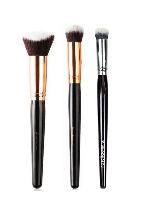 Kapatıcı Fırçası 136+3d Kabuki Fondöten Fırçası 135+pro Yuvarlak Uçlu Kapatıcı Fırçası 0267-3'lü Set