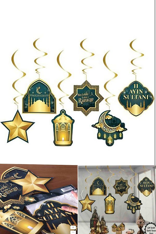 6'lı Tavan Süs Hoşgeldin Ya Şehri Ramazan 11 Ayın Sultanı Temalı Sarkıt Dini Islami Bayram Oda Süsü