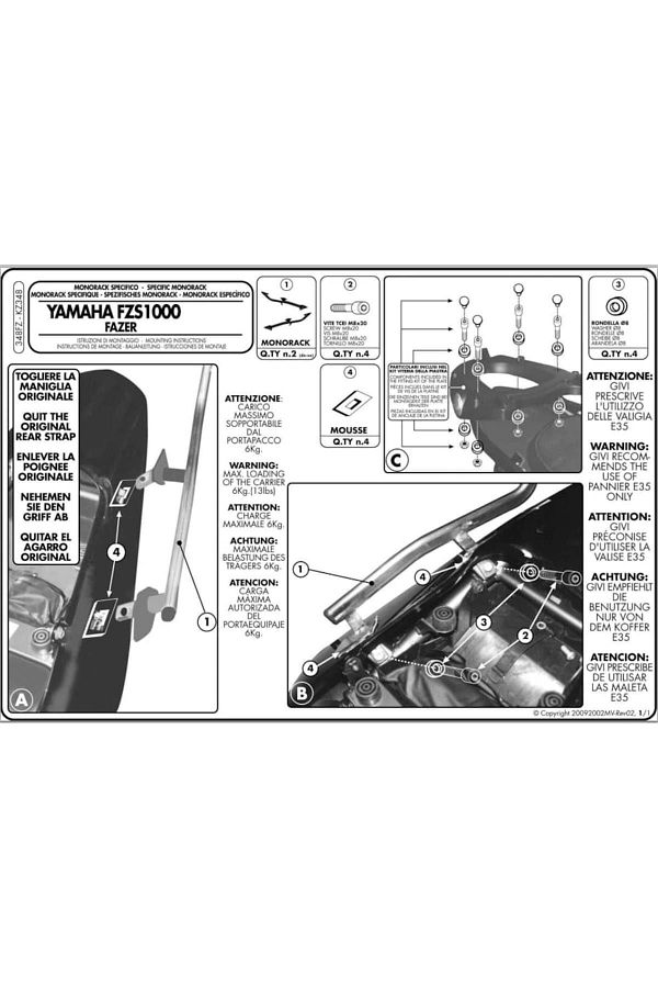 Kz348 Yamaha Fzs 1000 Fazer (01-05) Arka Çanta Tasıyıcı Can Motor