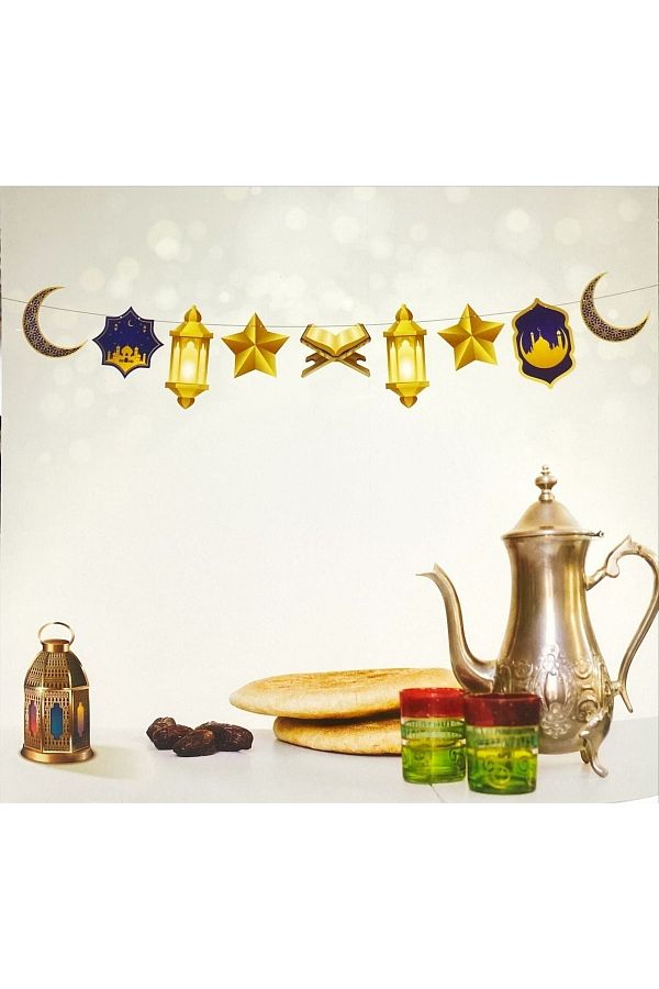 Ramazan Ayı Dekorları Ramazan Dekoratif Süs Banner - Gold