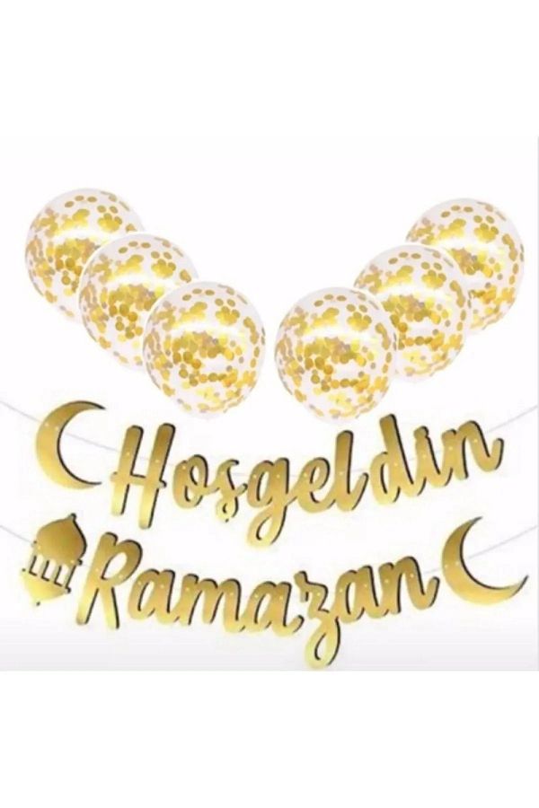 Hoşgeldin Ramazan Gold Balon Seti Ramazan Balon Seti Ve Kaligrafi Yazı