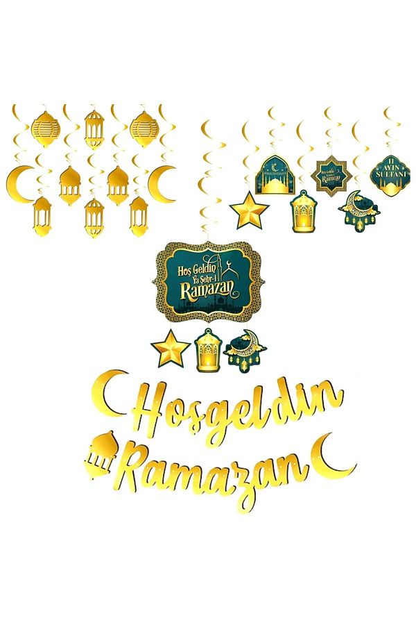 Hoşgeldin Ramazan Asma Süs Set 4 Parça Ramazan Süsleme Seti