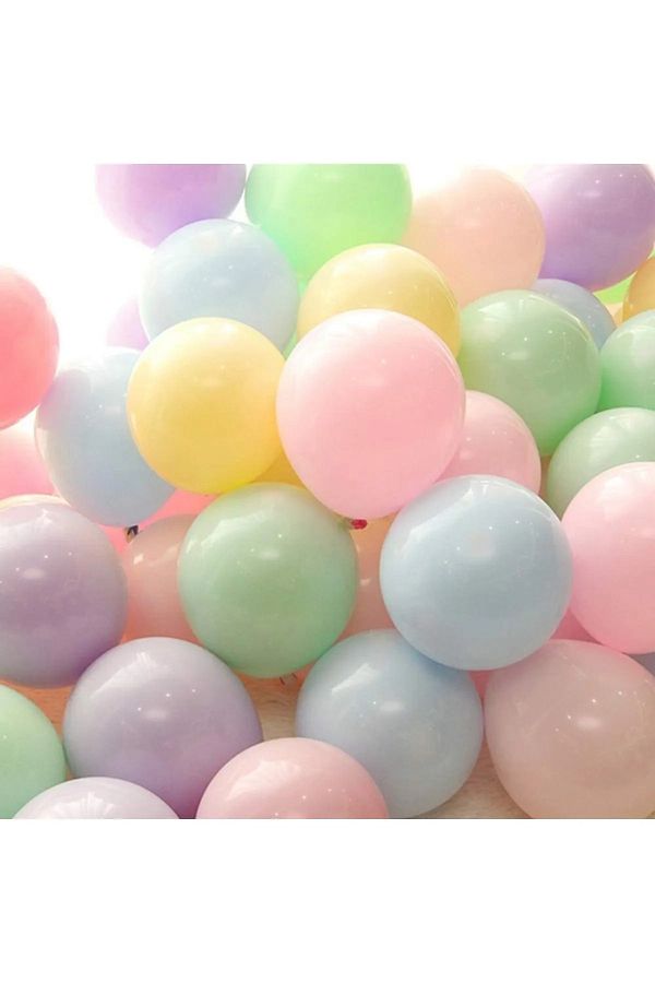 Makaron Pastel Renkler Karışık Renk Balon 30 Adet