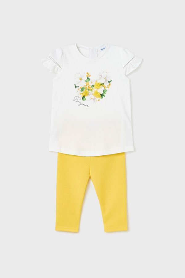 12-36 Ay Kız Bebek Çiçek Desenli Tayt Takım Sarı