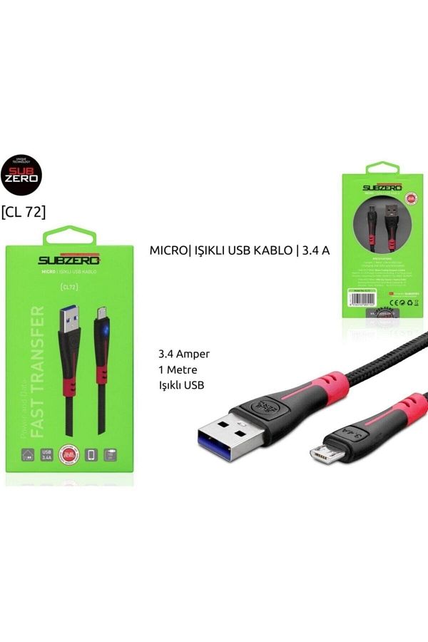 3.4a (MİCRO) Ledli Hızlı Usb Data Kablosu Cl72