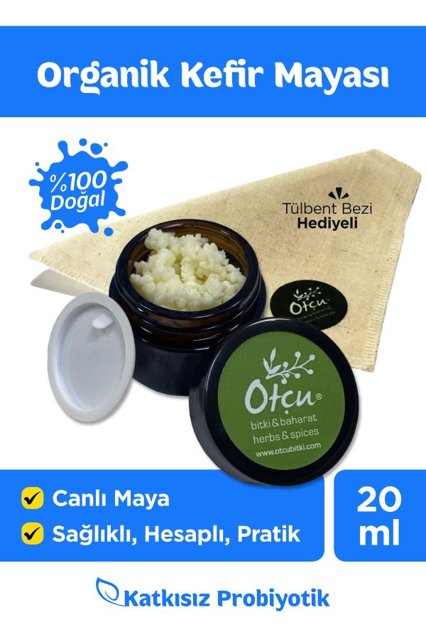 %100 Doğal Otçu Canlı Kefir Mayası Katkısız 20 ml