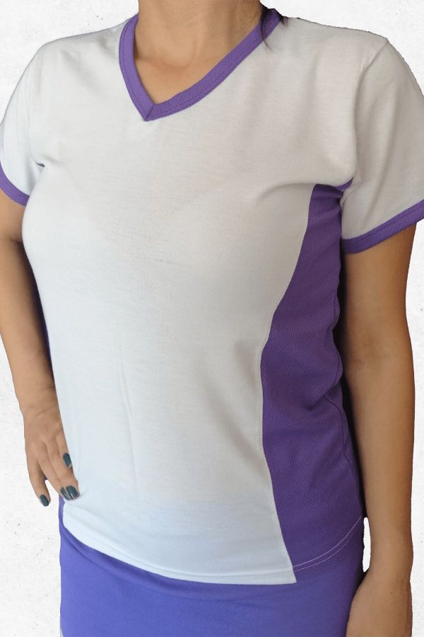 Kadın Mor Yanları Modelli Spor T-Shirt