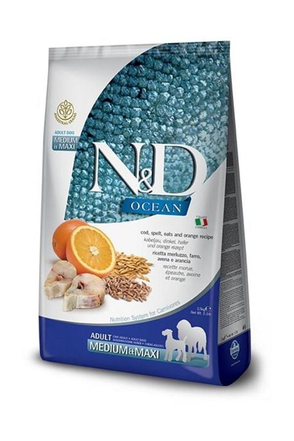 Ocean Düşük Tahıllı Medium Maxı Balık ve Portakallı Köpek Mamasi 2.5 kg