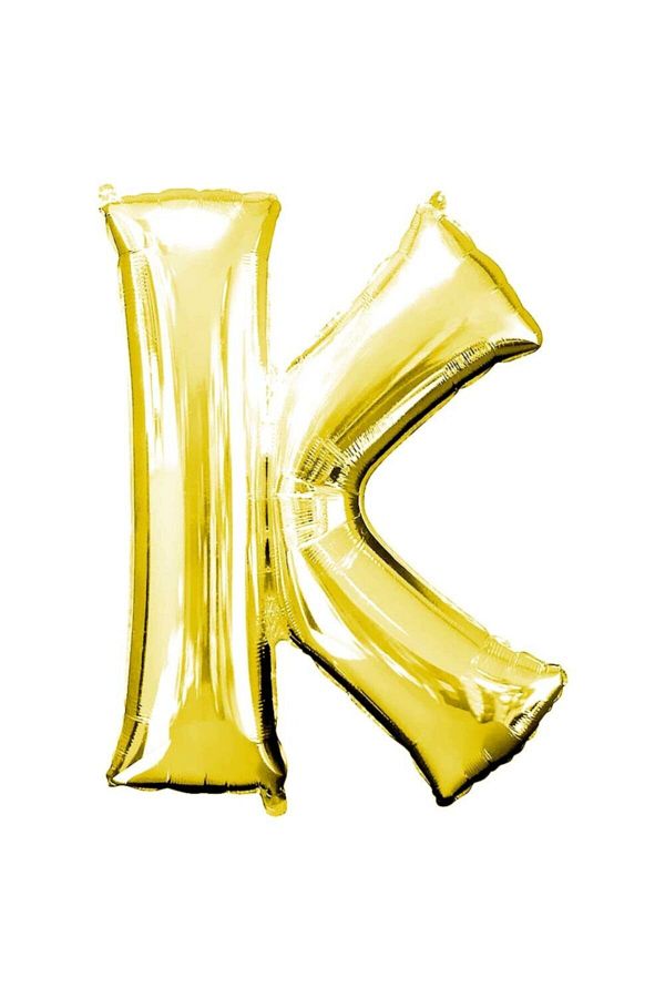 K Harfi Metalik Sarı Folyo Balon 40 Inc 100cm K Harfi Helyum Balonu Gold Balon