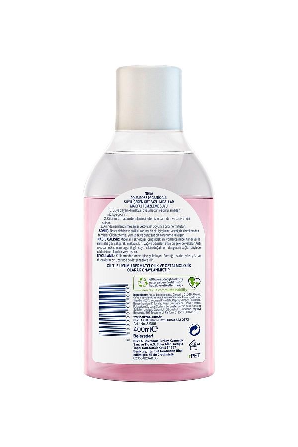 Aqua Rose Micellar Gül Suyu İçeren Çift Fazlı Makyaj Temizleme Suyu,400ml, Tüm Ciltler için_2