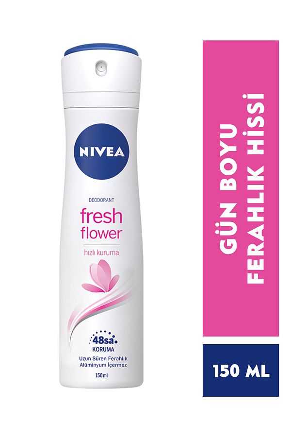 Kadın Sprey Deodorant Fresh Flower,48 Saat Deodorant Koruması,150ml,Taze Çiçek Kokusu