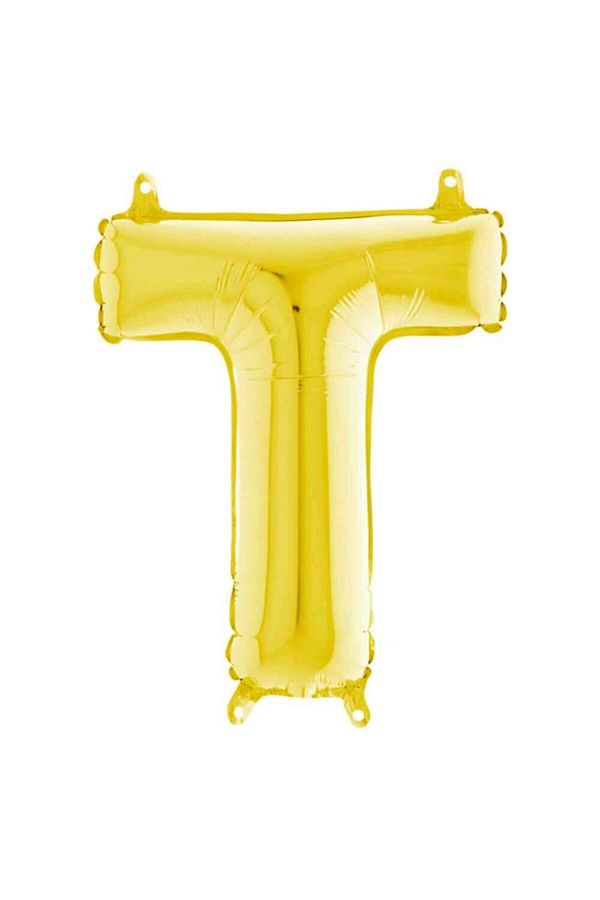 T Harfi Metalik Sarı Folyo Balon 40 Inc 100cm T Harfi Helyum Balonu Gold Balon