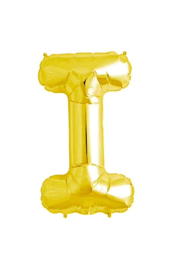 I Harfi Metalik Sarı Folyo Balon 40 Inc 100cm I Harfi Helyum Balonu Gold Balon