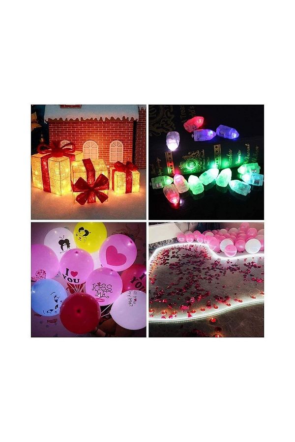 10 Adet Rgb Renk Balon Içi Led Işık Düğün Parti Eğlence Renkli Led Işık